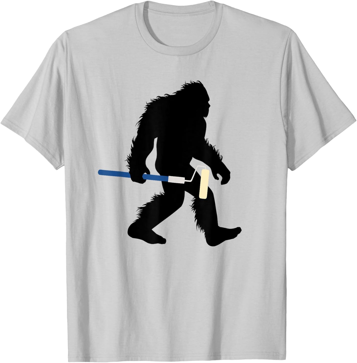 Bigfoot With Paint Roller Sasquatch Home Painter T-Shirt - T-Shirt | Ash