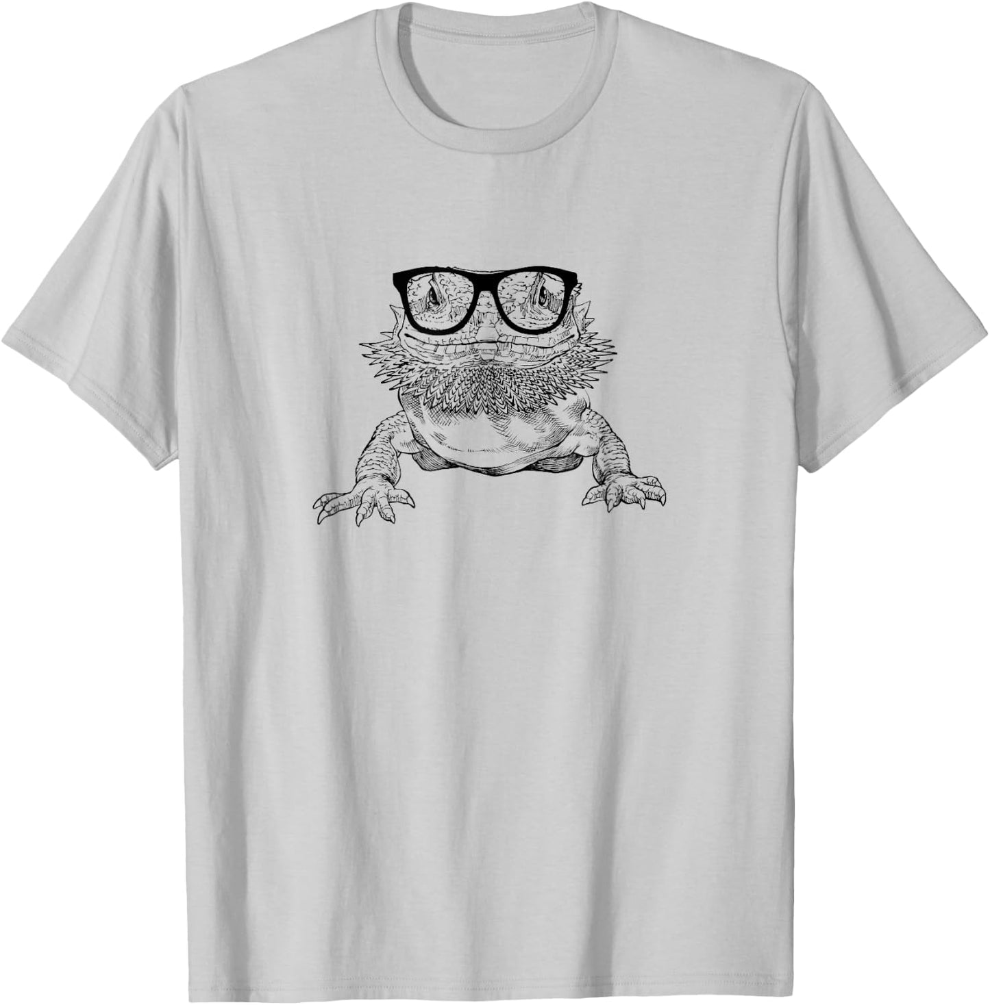 The Pawster Bearded Dragon Nerdy Glasses Animal T-Shirt - T-Shirt | Ash