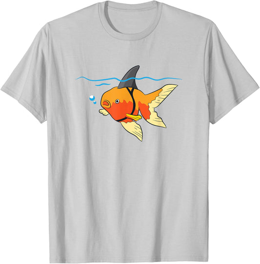 Goldfish Shark Fin Goldfish Motivational Goldfish T-Shirt - T-Shirt | Ash