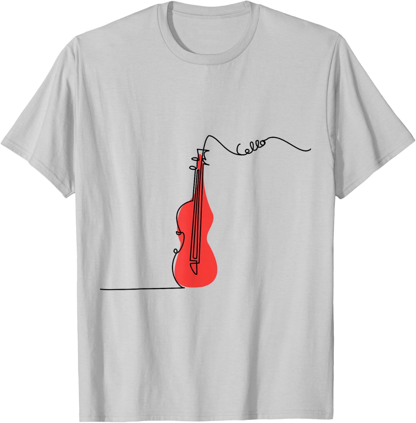 Cellist Music Orchestra Design One-Line Cello Small T-Shirt - T-Shirt | Ash
