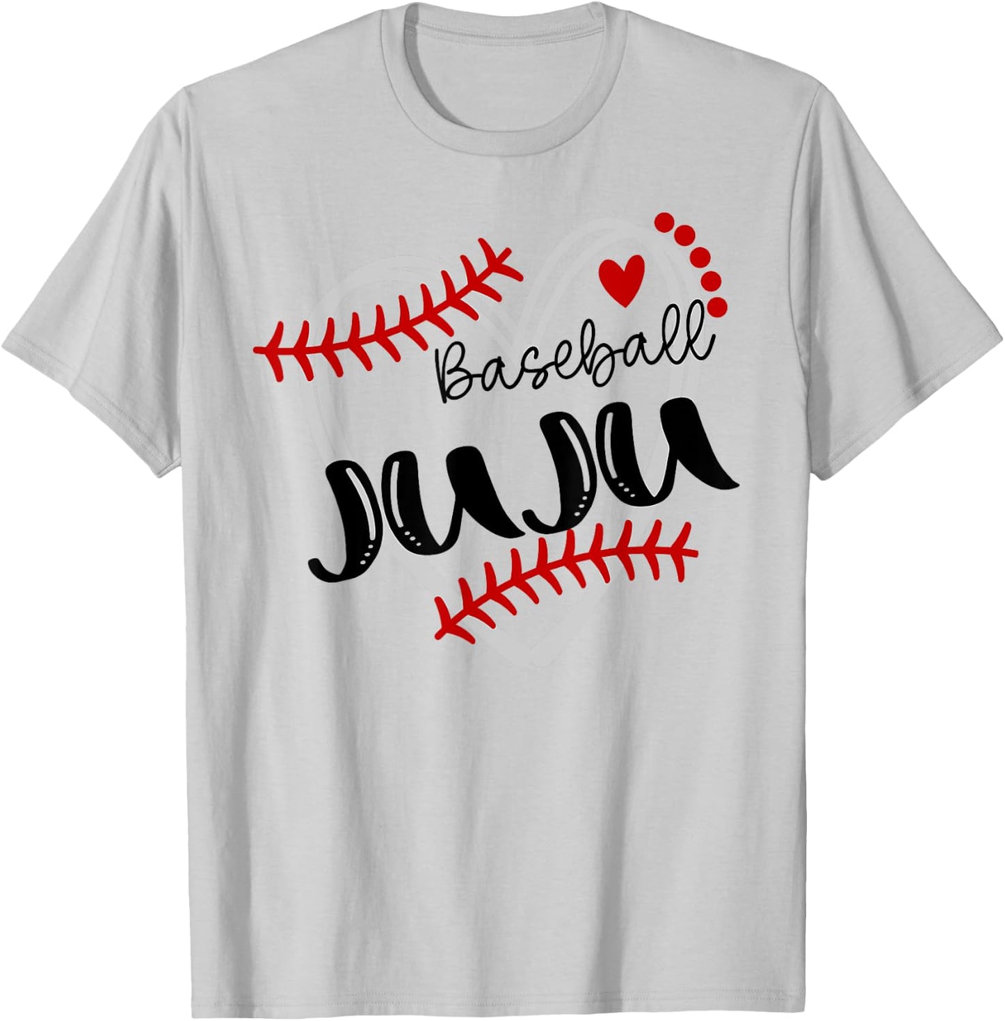Personalized Baseball Heart Cute Juju Men Women T-Shirt - T-Shirt | Ash