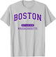 Boston Massachusetts Settled 1630 Vintage Sports Purple T-Shirt - T-Shirt | Ash