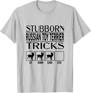 Stubborn Dog Tricks, dog gift, Funny Russian Toy Terrier Men Women Kids T-Shirt - T-Shirt | Ash
