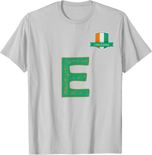 Team Flag Group apparel - E - Côte d'Ivoire Ivory Coast T-Shirt - T-Shirt | Ash