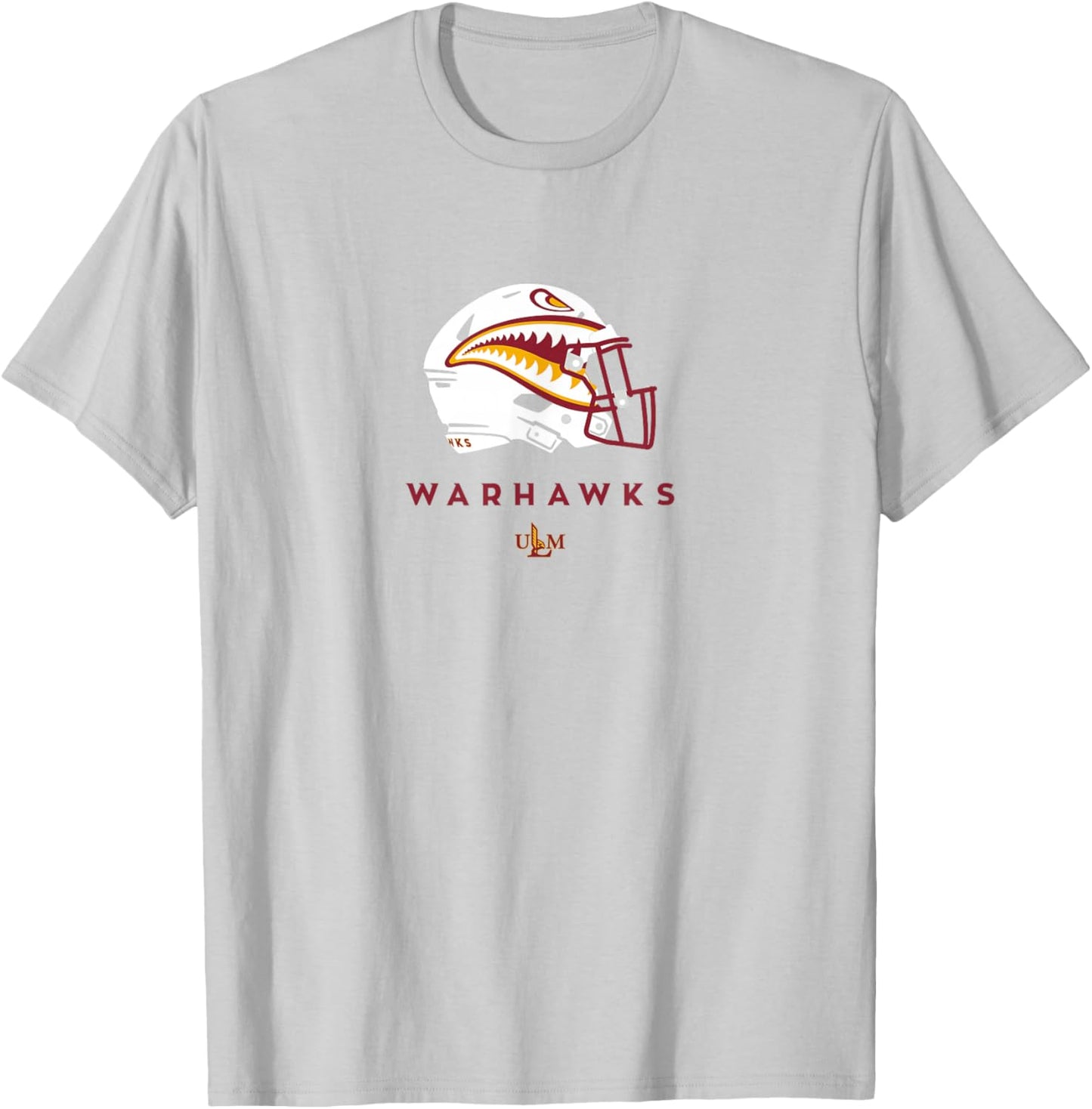 Louisiana Monroe ULM Warhawks All-Season Football Helmet T-Shirt - T-Shirt | Ash