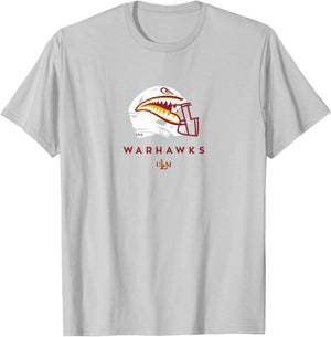 Louisiana Monroe ULM Warhawks All-Season Football Helmet T-Shirt - T-Shirt | Ash