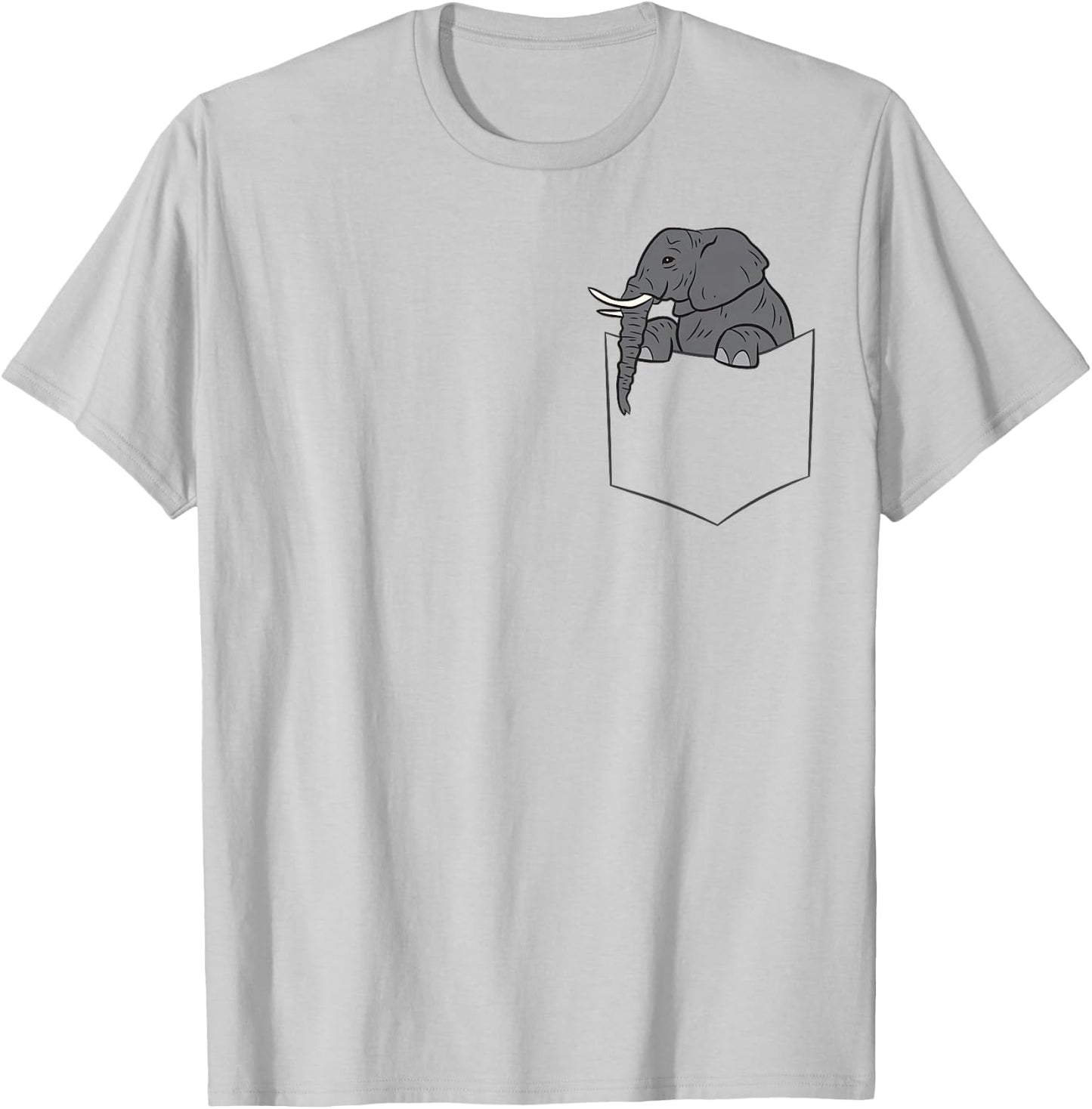 Elephant in A Pocket Funny Pocket Elephant Small T-Shirt - T-Shirt | Ash