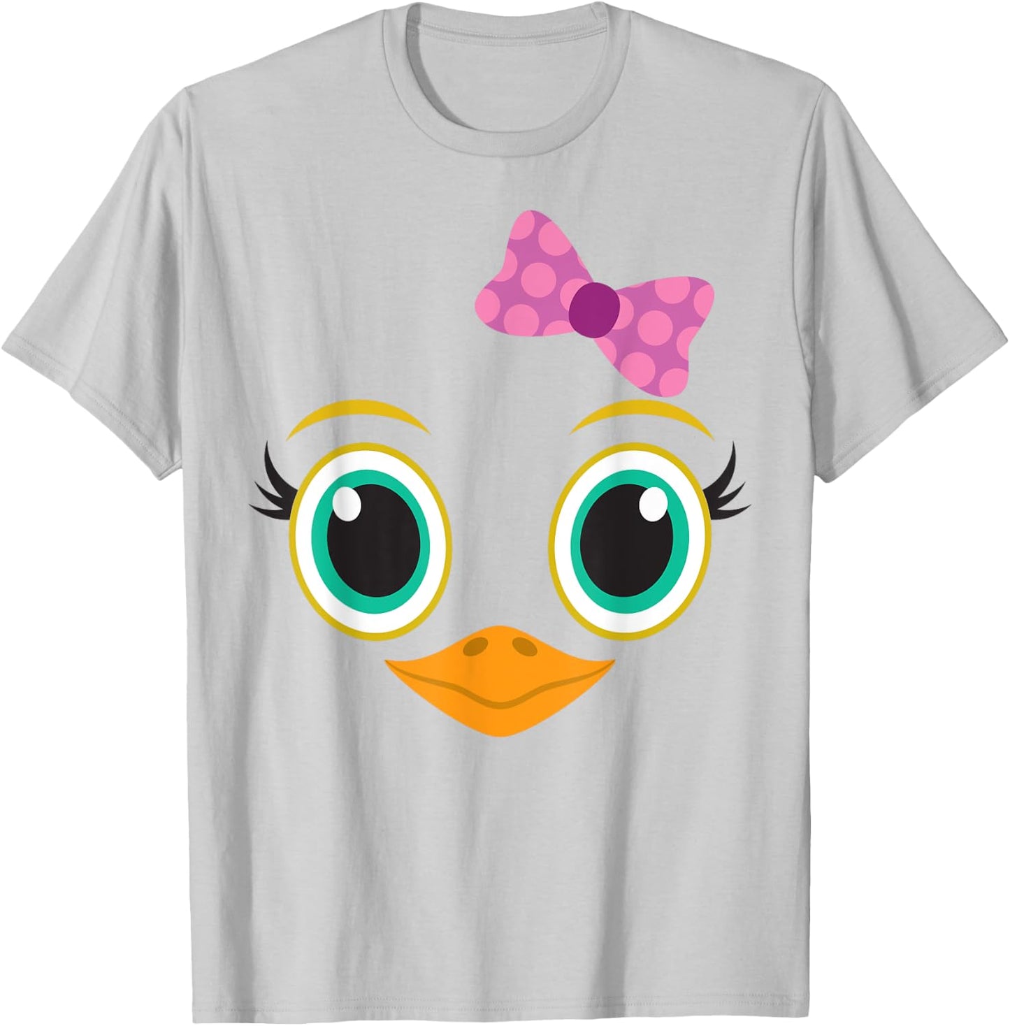 Funny Halloween Costume for Girls w/ Bow - Cute Chick Face T-Shirt - T-Shirt | Ash