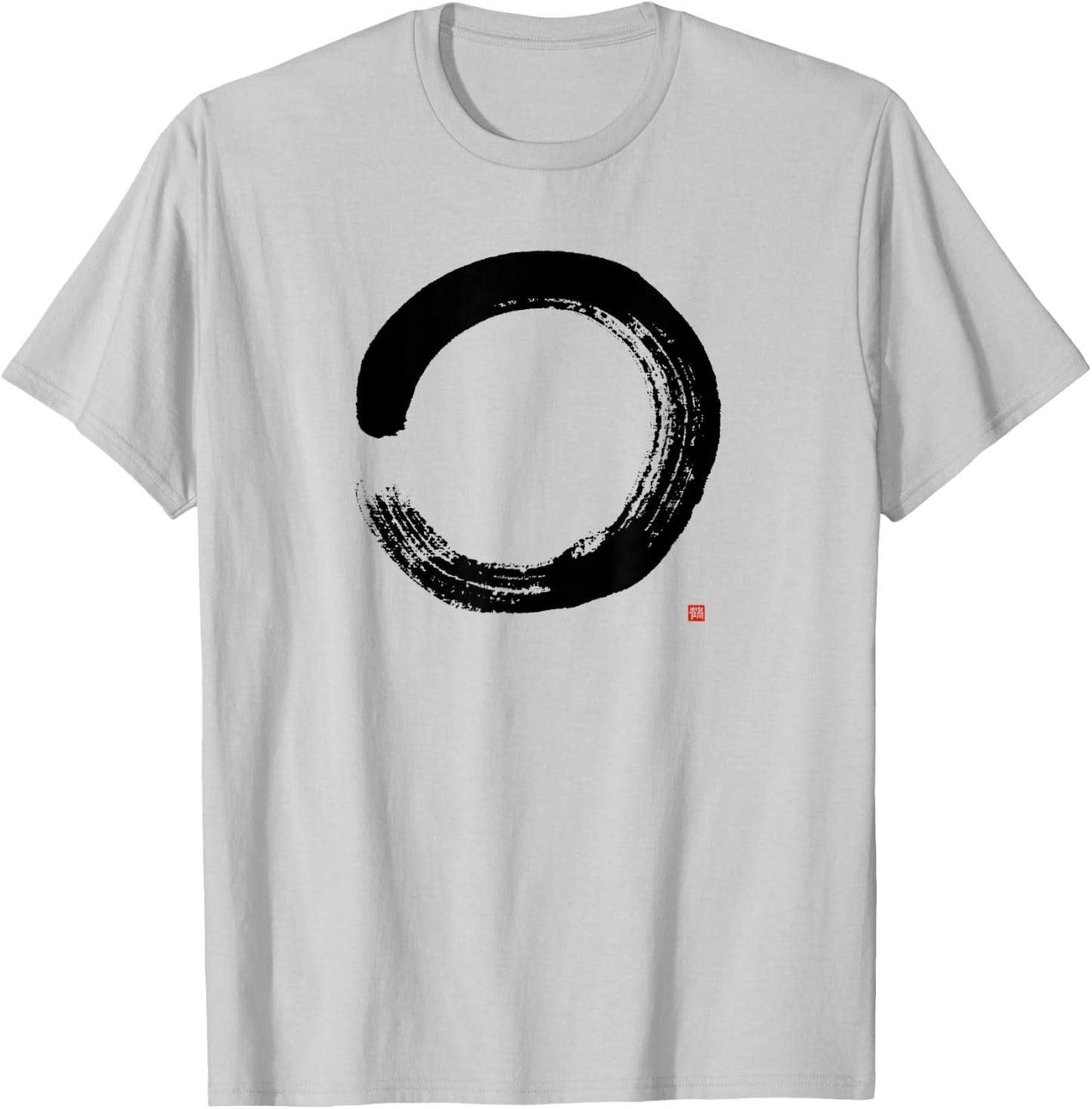 Zen Enso Circle Hand-brushed Japanese Zen Enso Calligraphy T-Shirt - T-Shirt | Ash