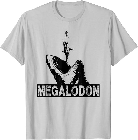 Megalodon Great White Shark Giant Shark Lover Diver T-Shirt - T-Shirt | Ash