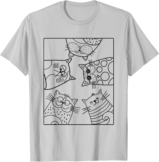 Coloring shirt for kids. Funny cats DIY to paint on T-Shirt - T-Shirt | Ash
