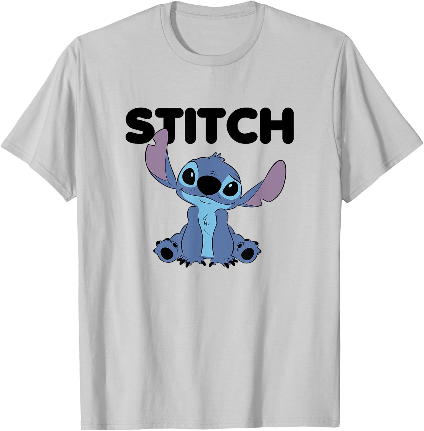 Disney Lilo & Stitch Cute Happy Stitch Big Chest Portrait T-Shirt - T-Shirt | Ash