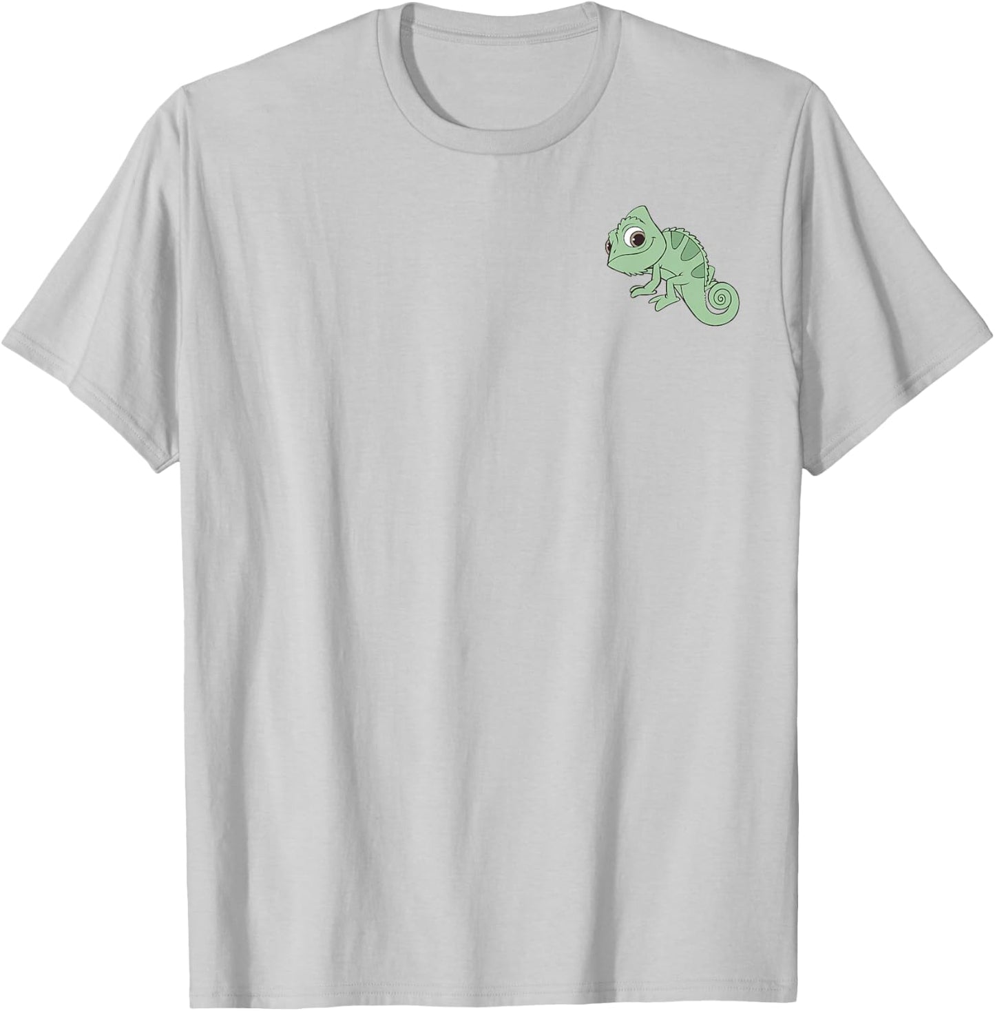 Disney Tangled Pascal Cute Pose Left Chest Pocket Logo T-Shirt - T-Shirt | Ash