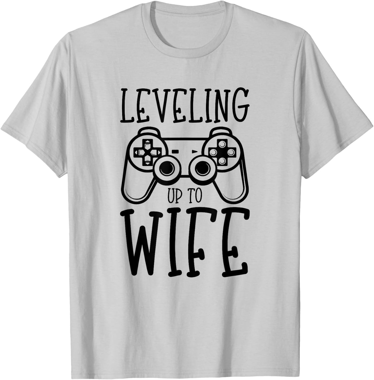 Video Game Engagement Leveling Up to Wife Funny Bride Gamer T-Shirt - T-Shirt | Ash
