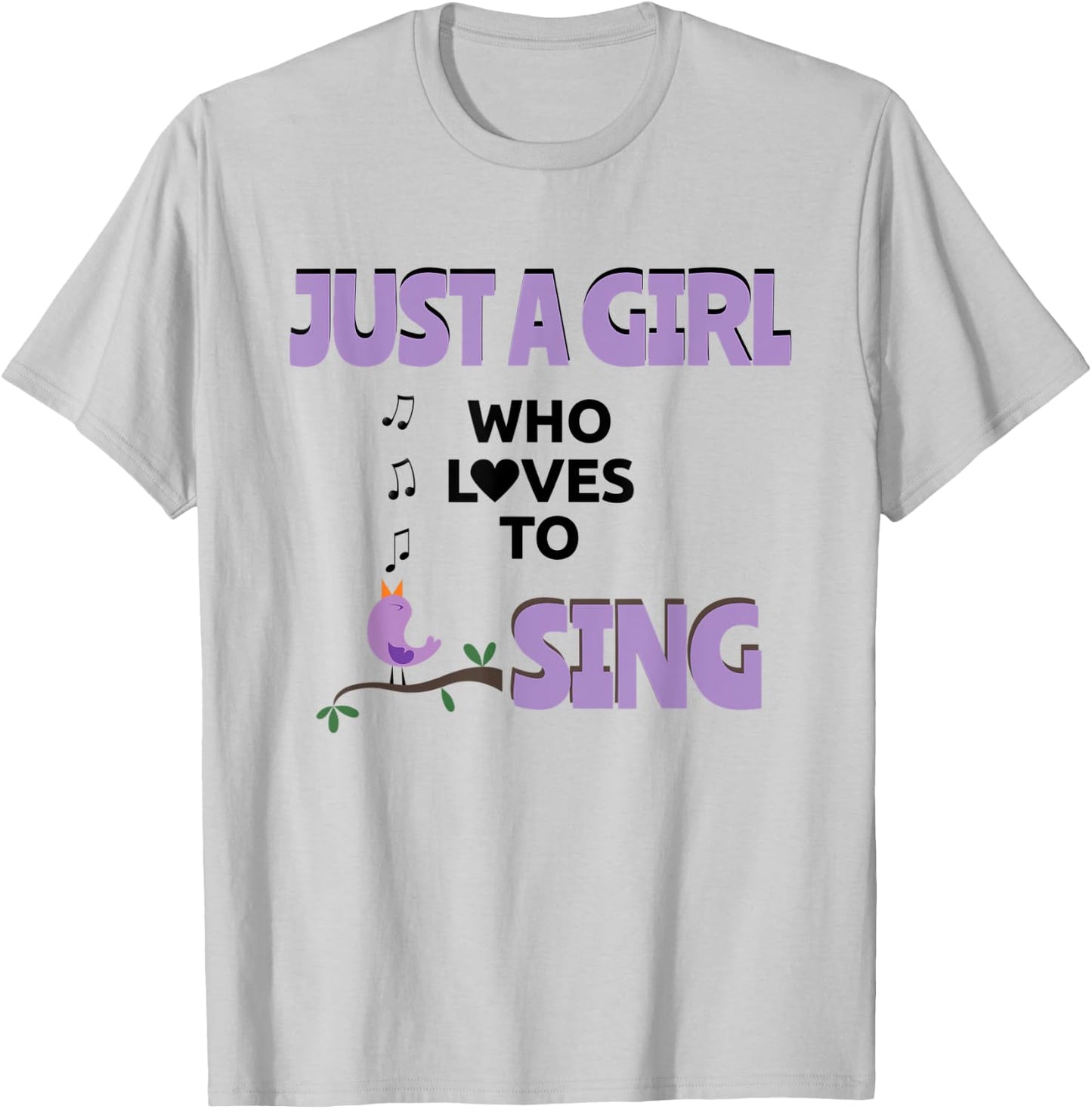 Music Lover Girl Loves To Sing Love Singing Bird Singer T-Shirt - T-Shirt | Ash