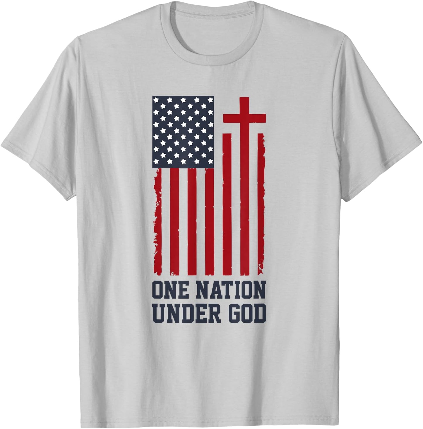 Patriotic Christian American Flag - One Nation Under God T-Shirt - T-Shirt | Ash