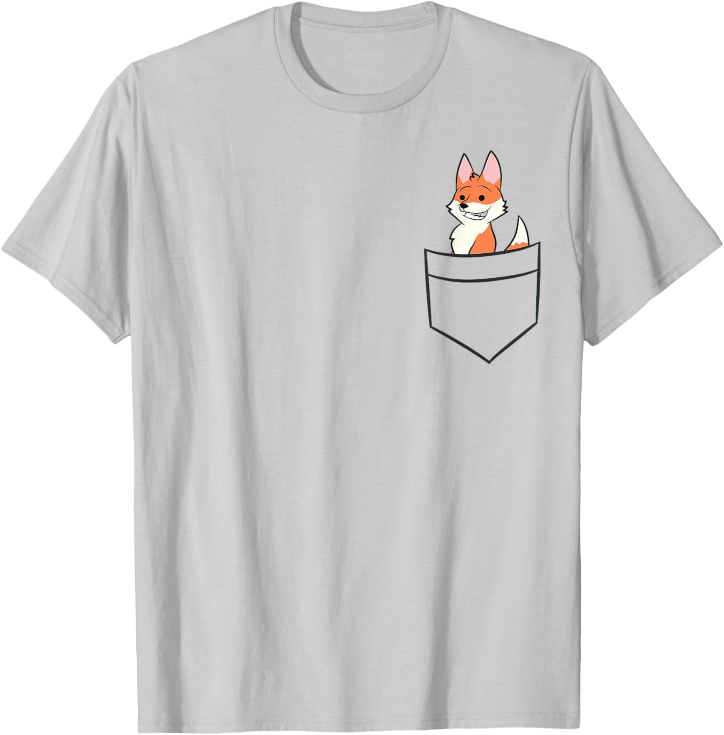 Fox In The Pocket Cute Baby Pocket Fox T-Shirt - T-Shirt | Ash