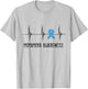 Moyamoya Disease Awareness Heartbeat EKG Pulse Blue Ribbon T-Shirt - T-Shirt | Ash