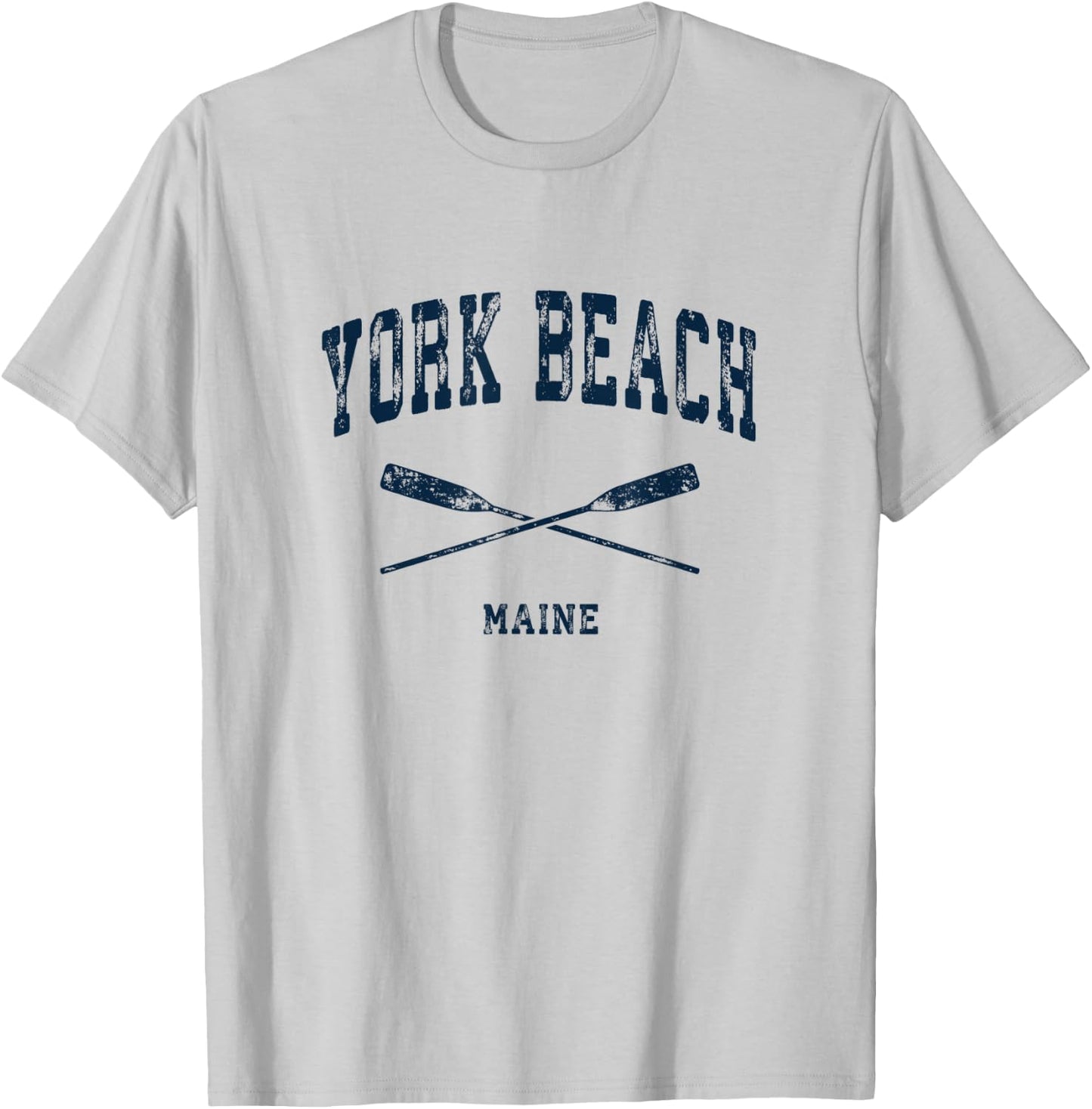 York Beach Maine Vintage Nautical Crossed Oars Navy Men Women Kids T-Shirt - T-Shirt | Ash