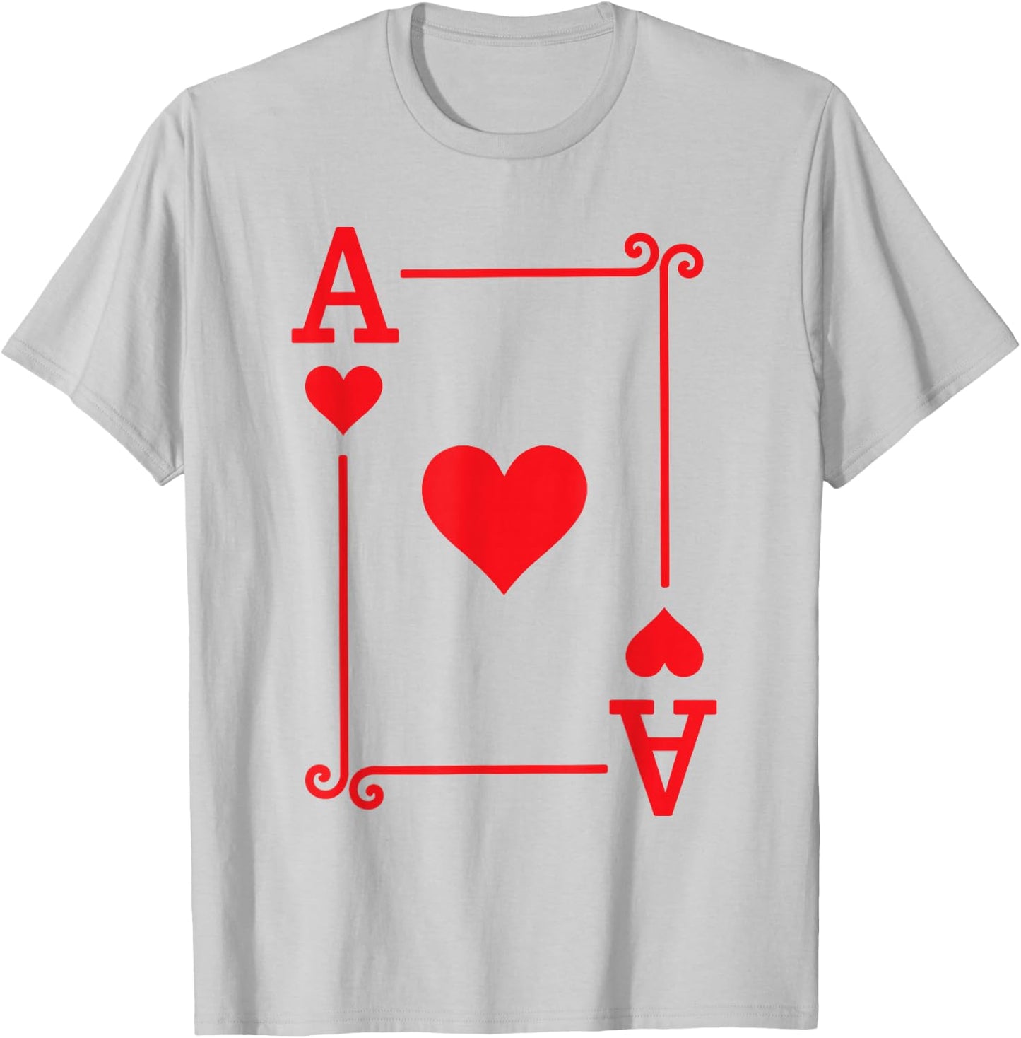 Playing Cards - Matching Hearts Card Suits - Ace Card T-Shirt - T-Shirt | Ash