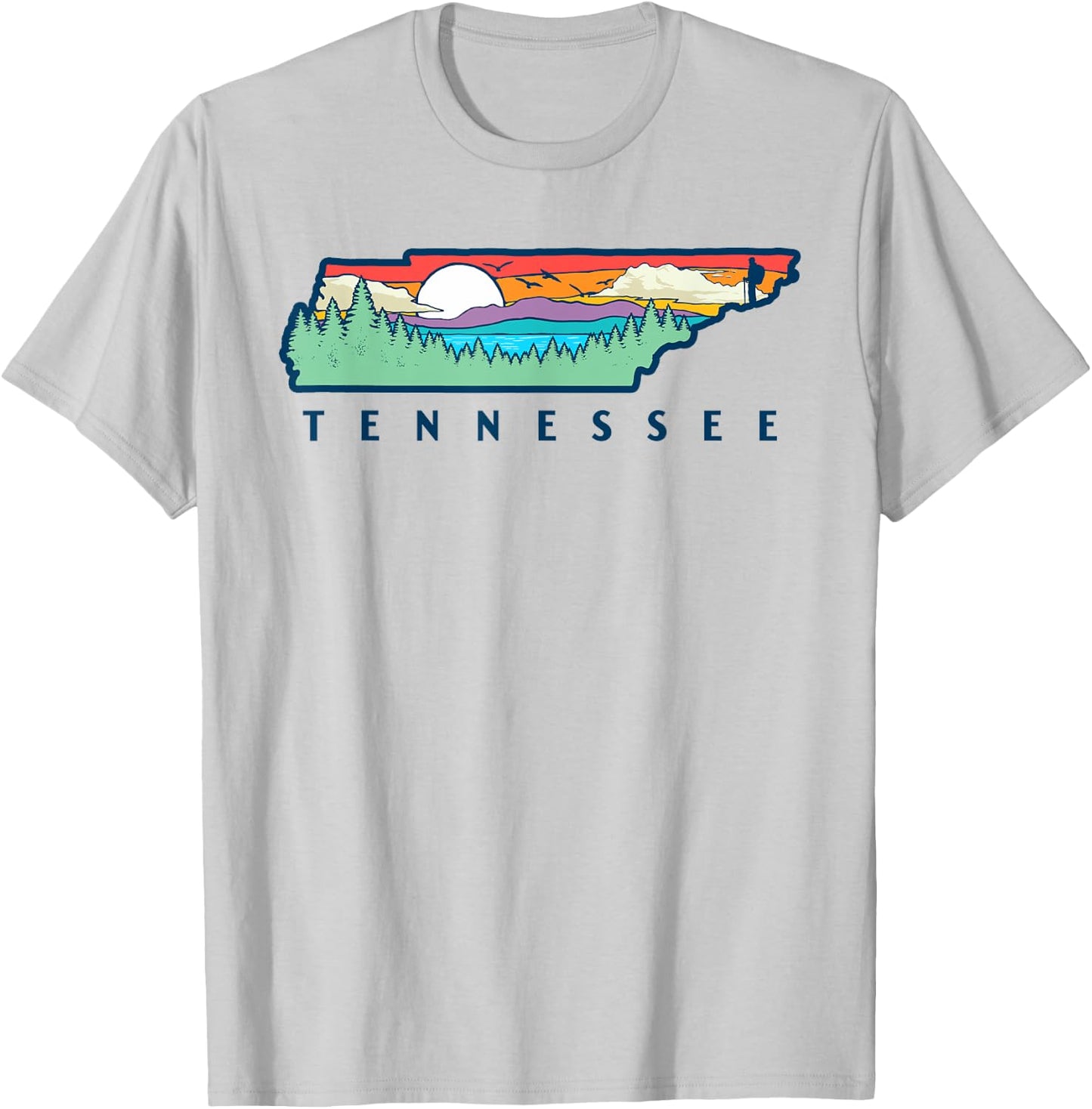 Tennessee Mountains & Outdoors State Pride Nature Graphic T-Shirt - T-Shirt | Ash