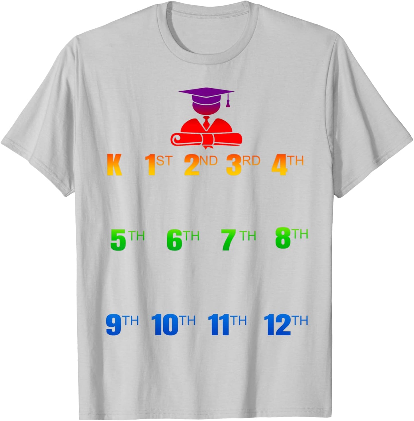 K-12 Handprints Grow With Me School Year Chart T-Shirt - T-Shirt | Ash