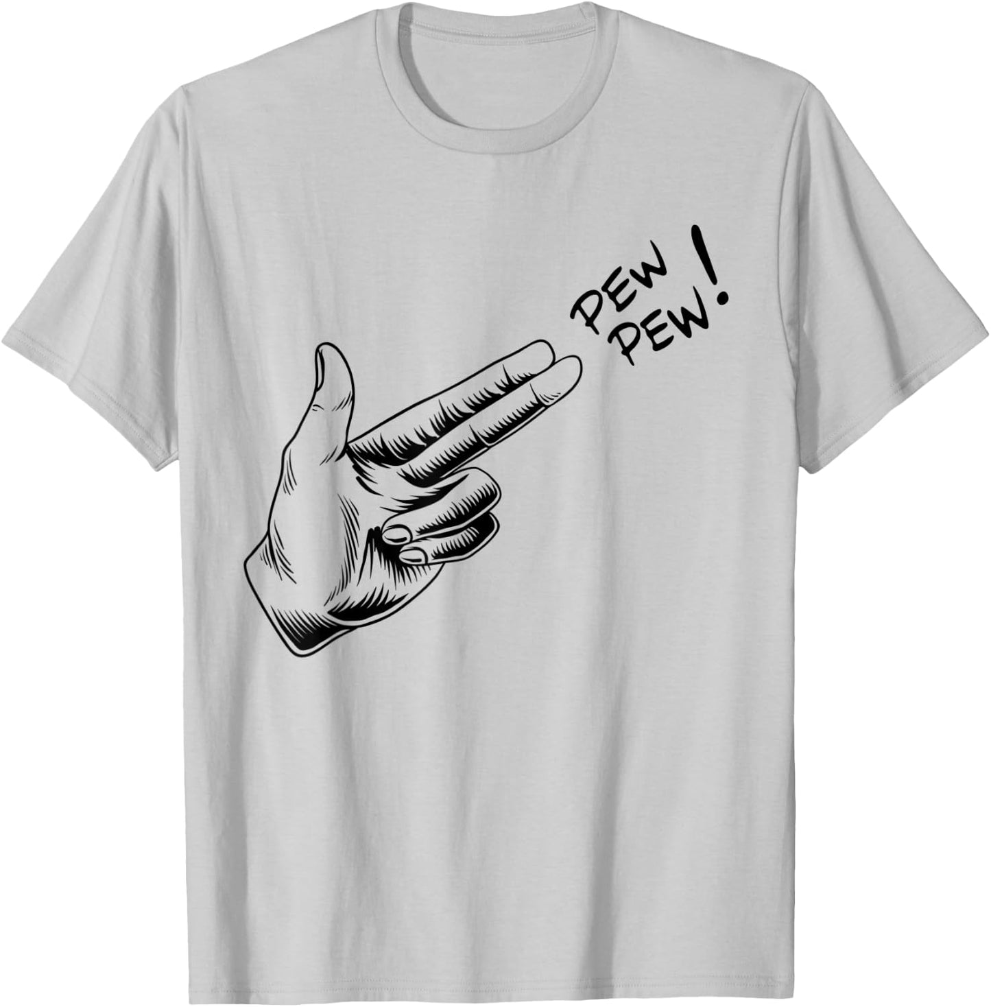 Hand Hands Pew Gun Line Art Scatch Lined Halloween Costume T-Shirt - T-Shirt | Ash