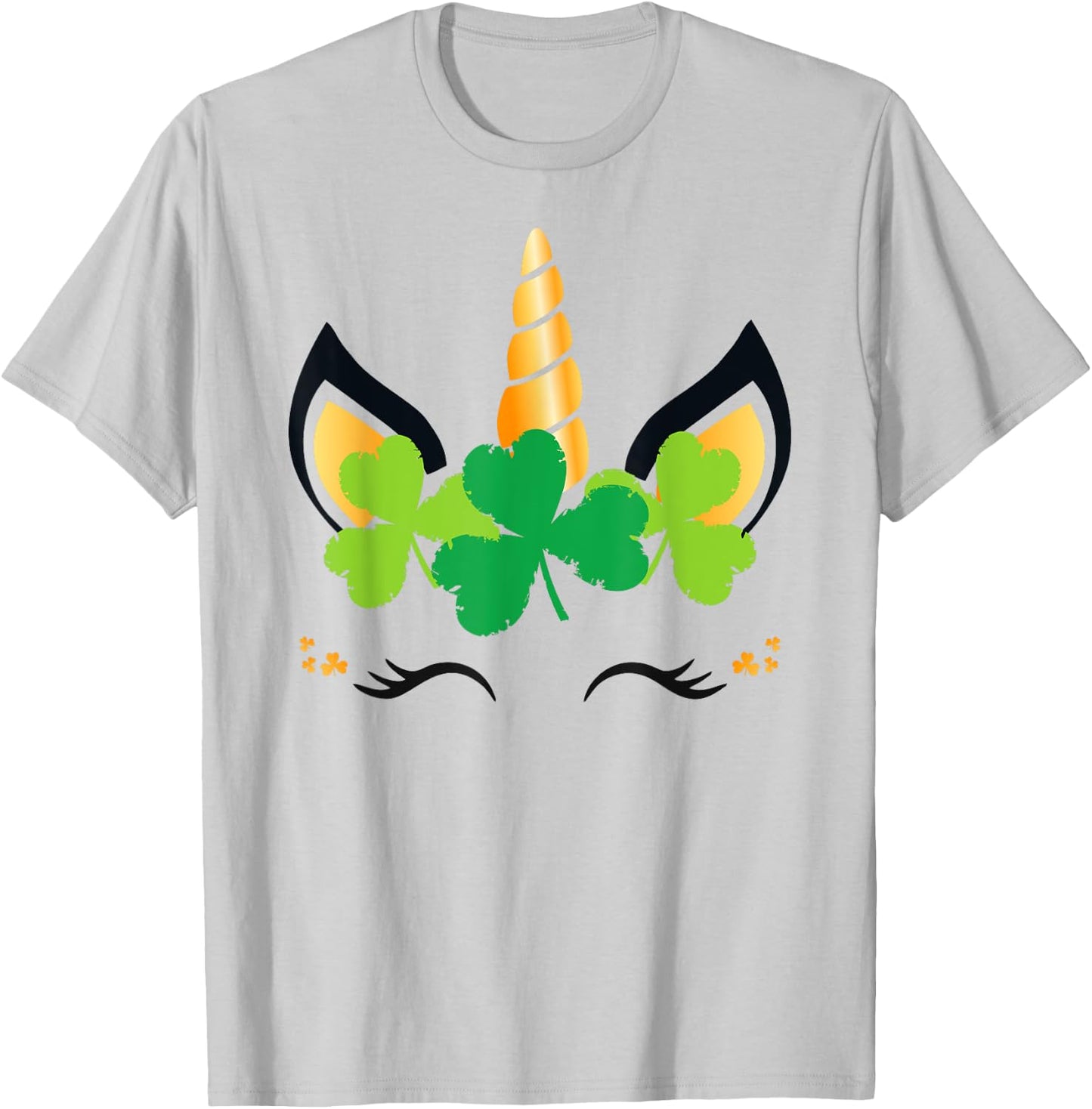 St Patricks Day Unicorn Shirt Girls Outfit Lucky Shamrock T-Shirt - T-Shirt | Ash