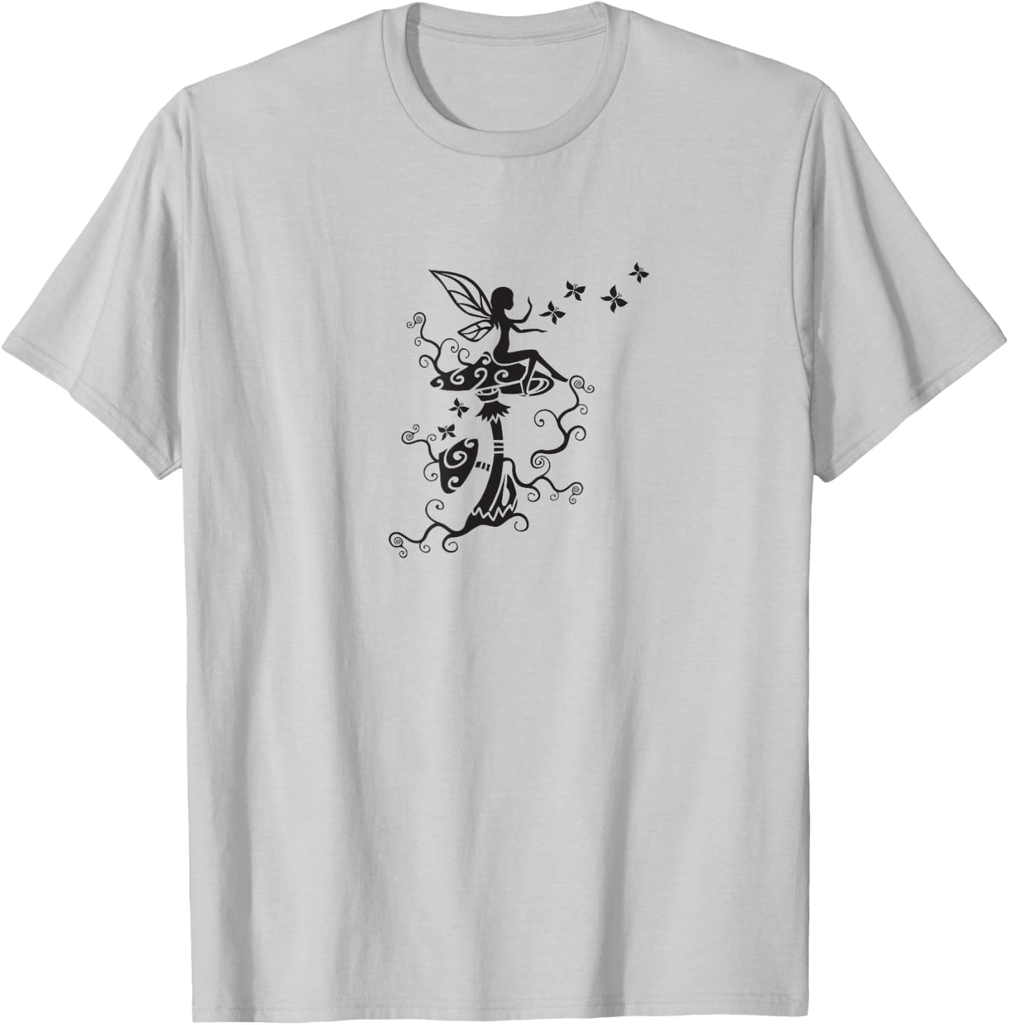 Fairy butterflies mushrooms elf magic Wicca nature mythology T-Shirt - T-Shirt | Ash