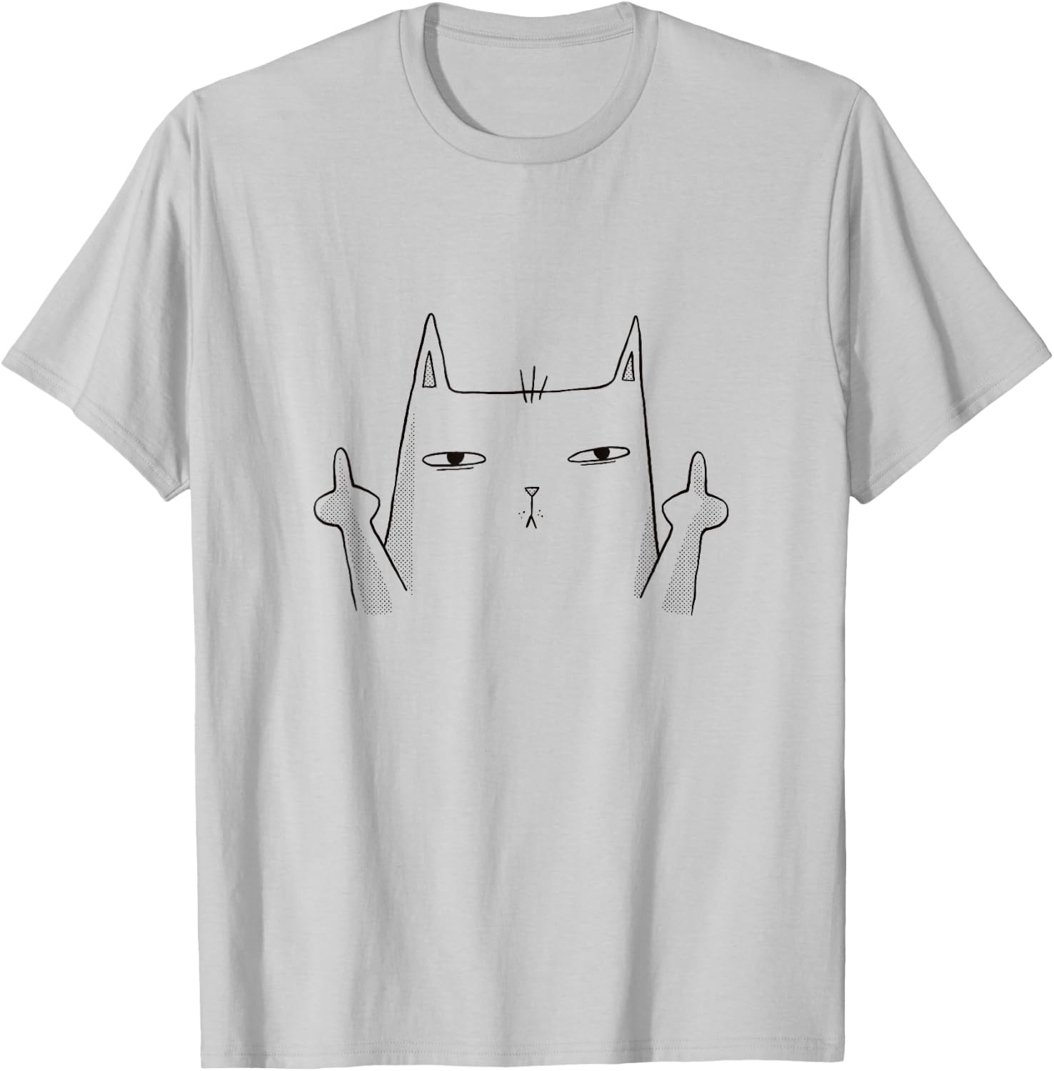 Flip Off Cat, Middle Finger Cat Men Women T-Shirt - T-Shirt | Ash