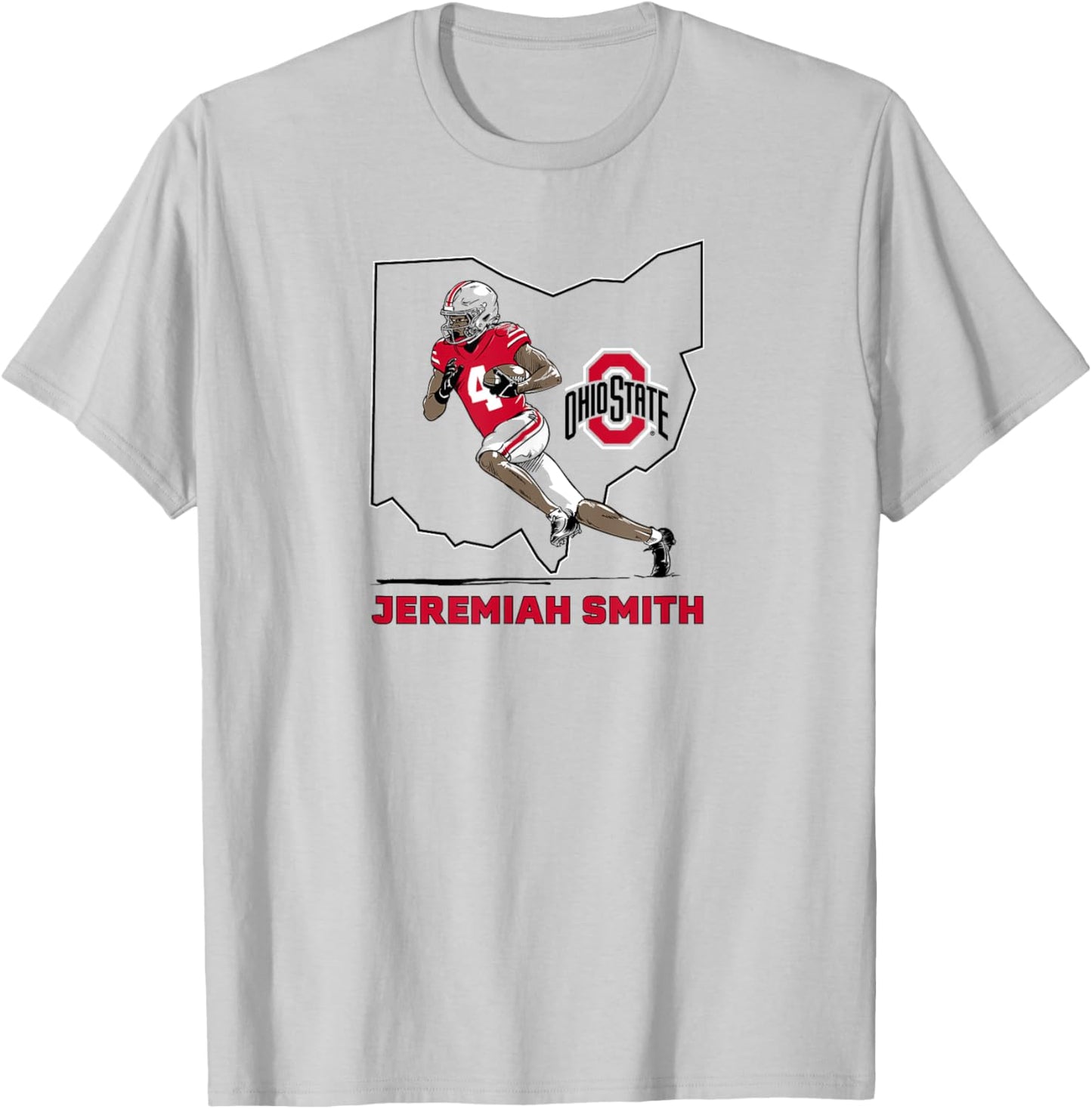 Ohio State Football: Jeremiah Smith State Star T-Shirt - T-Shirt | Ash