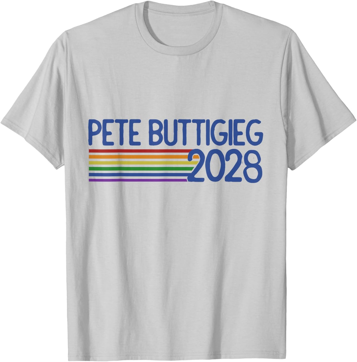 Pete Buttigieg 2028 Retro Rainbow mayor Pete Buttigieg T-Shirt - T-Shirt | Ash