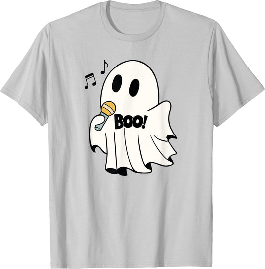 Halloween Karaoke Ghost Boo For Trick-or-treating Singer T-Shirt - T-Shirt | Ash