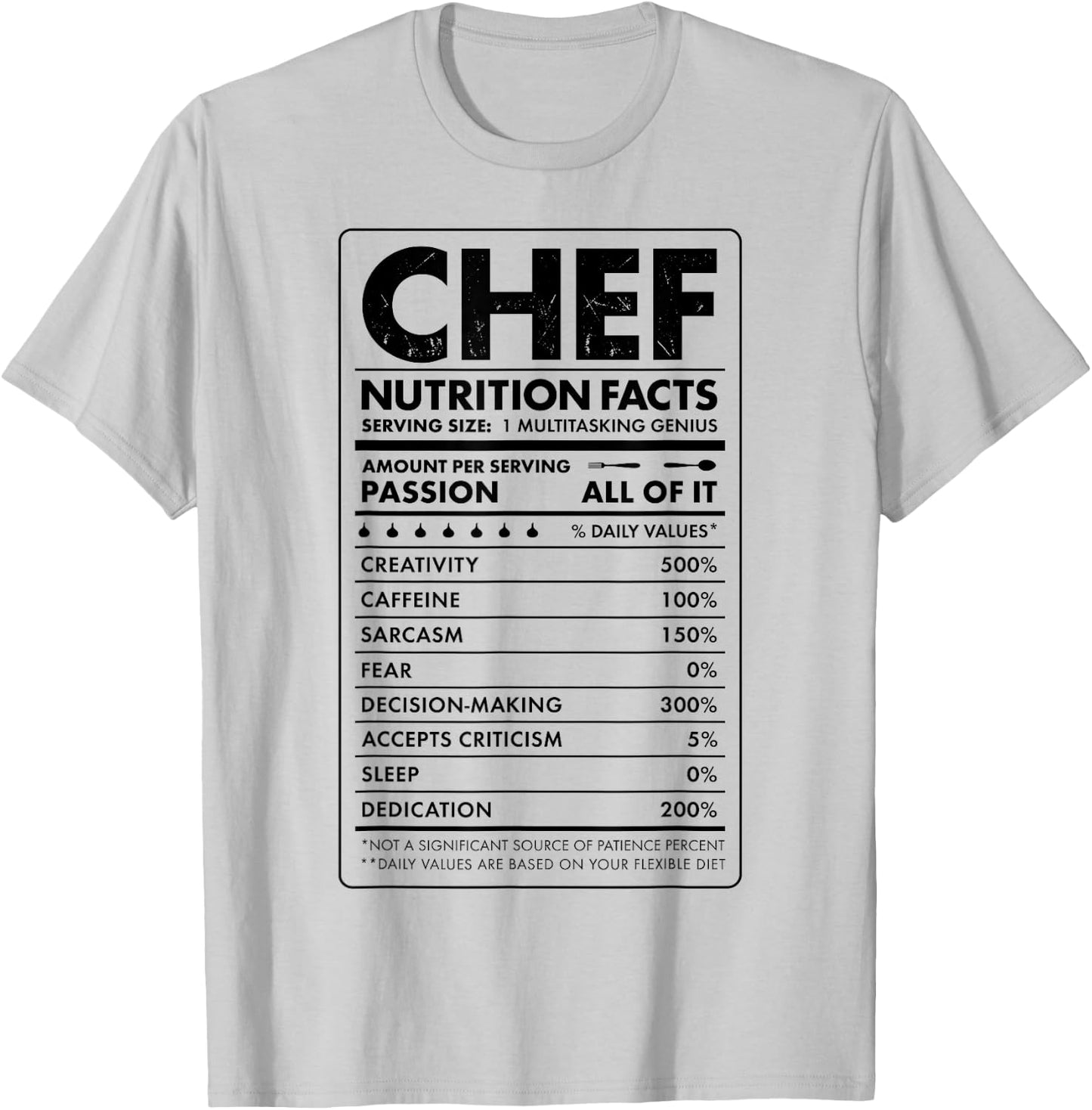 Chef Nutrition Facts Funny Cook Men Women Vintage Cooking T-Shirt - T-Shirt | Ash