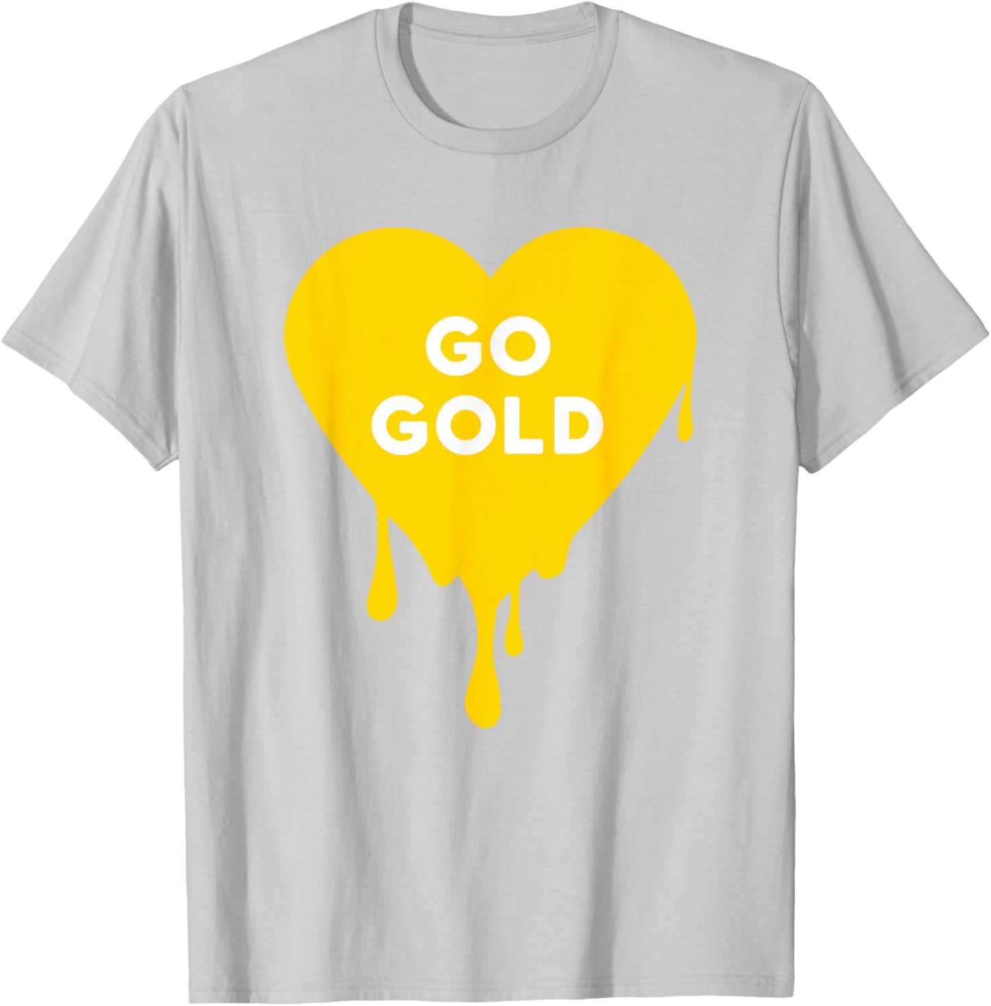 Go Gold- Gold Team, Color War, Camp, Dripping Heart Cute T-Shirt - T-Shirt | Ash