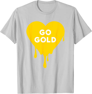 Go Gold- Gold Team, Color War, Camp, Dripping Heart Cute T-Shirt - T-Shirt | Ash