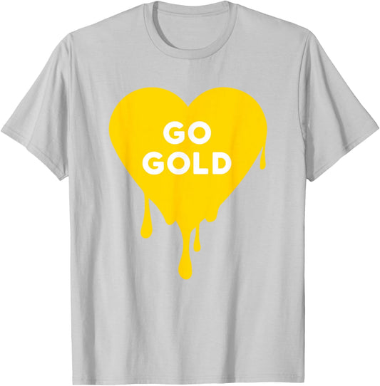 Go Gold- Gold Team, Color War, Camp, Dripping Heart Cute T-Shirt - T-Shirt | Ash