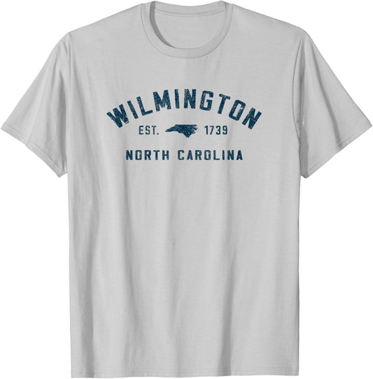 Wilmington North Carolina Est 1739 Vintage Arched Text T-Shirt - T-Shirt | Ash