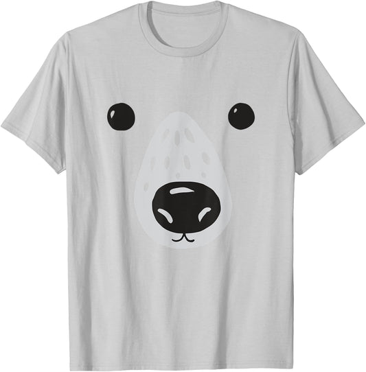 Polar Bear Kids Costume Bear Face Cool Zoo Polar Bear T-Shirt - T-Shirt | Ash