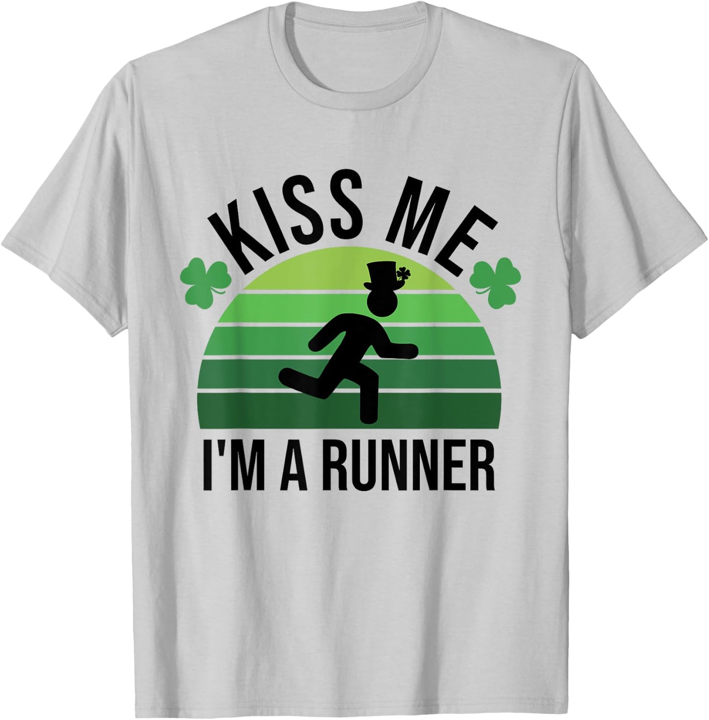 Kiss Me I'm A Runner Retro Marathon Running St Patrick's Day T-Shirt - T-Shirt | Ash