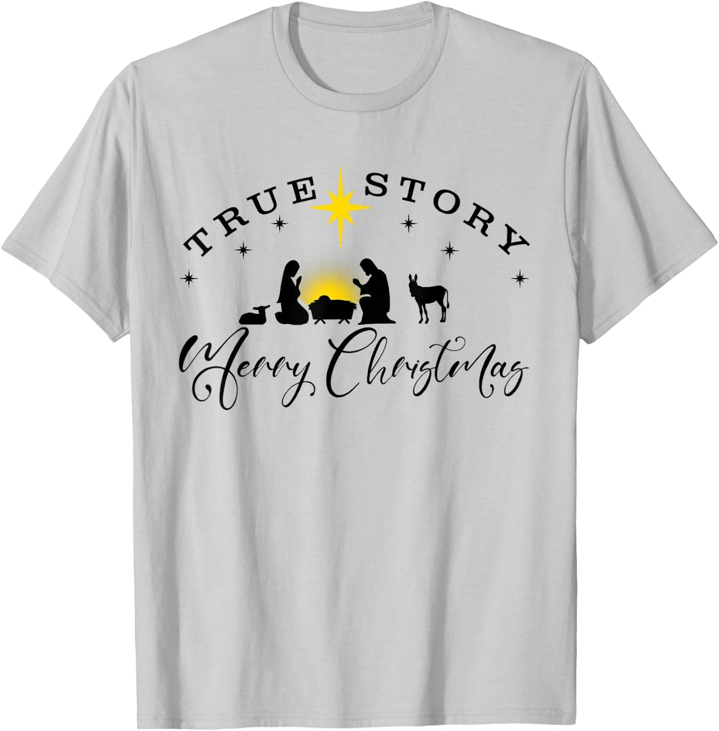 Christmas Nativity Shirt True Story Nativity Scene T-Shirt - T-Shirt | Ash