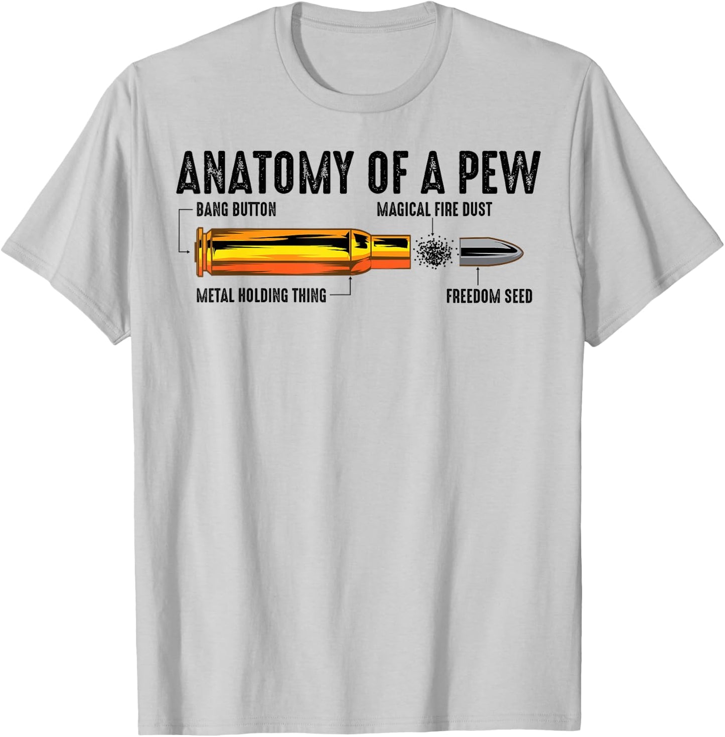 Cool Anatomy Of A Pew | Funny Gun Owner Gift Fan Bullet Ammo T-Shirt - T-Shirt | Ash