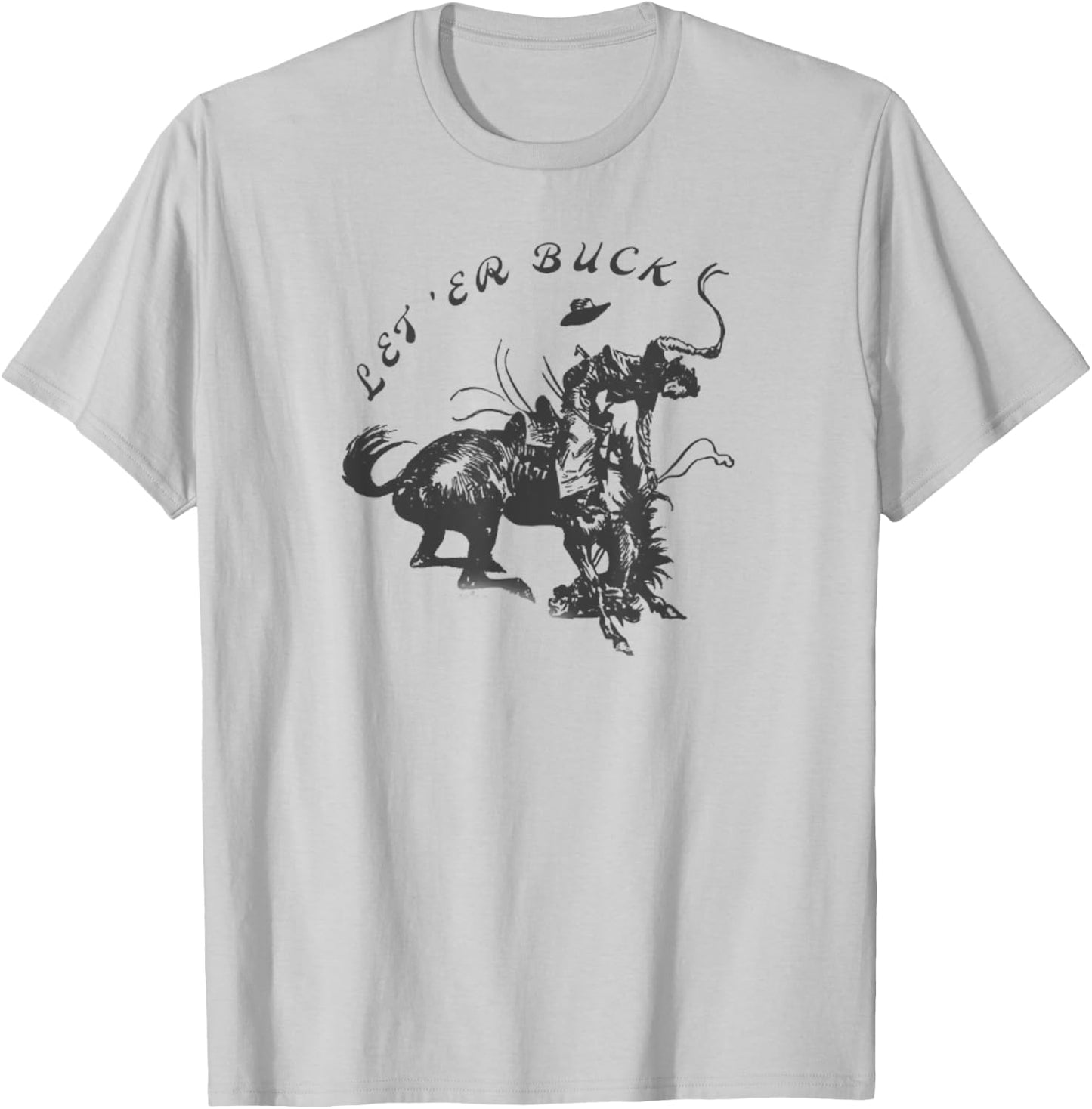 Bucking Bronco Western Cowboy T-Shirt - T-Shirt | Ash