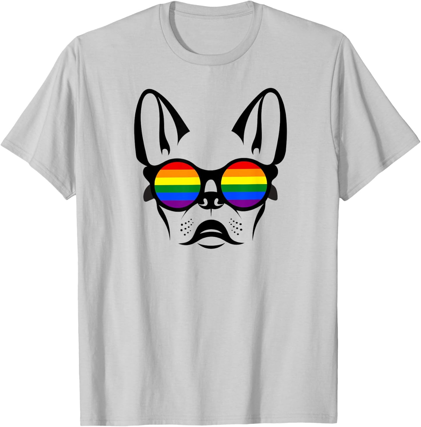 Gay French bulldog with rainbow pride sunglasses Men Women T-Shirt - T-Shirt | Ash