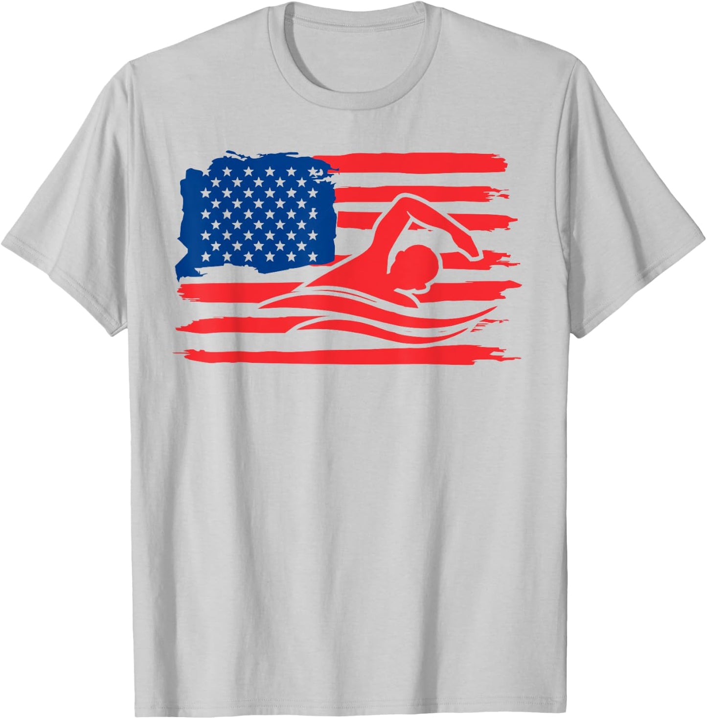 Vintage american flag swim team swimmer funny swimming gift Kids Men T-Shirt - T-Shirt | Ash