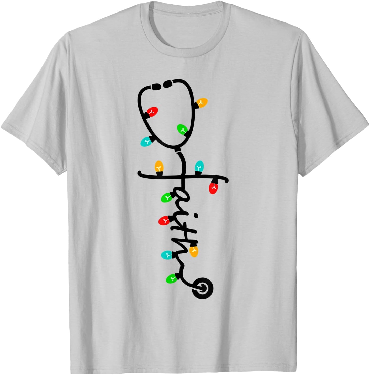 Nurse Gift Nursing Christ Christmas Xmas Lights T-Shirt - T-Shirt | Ash