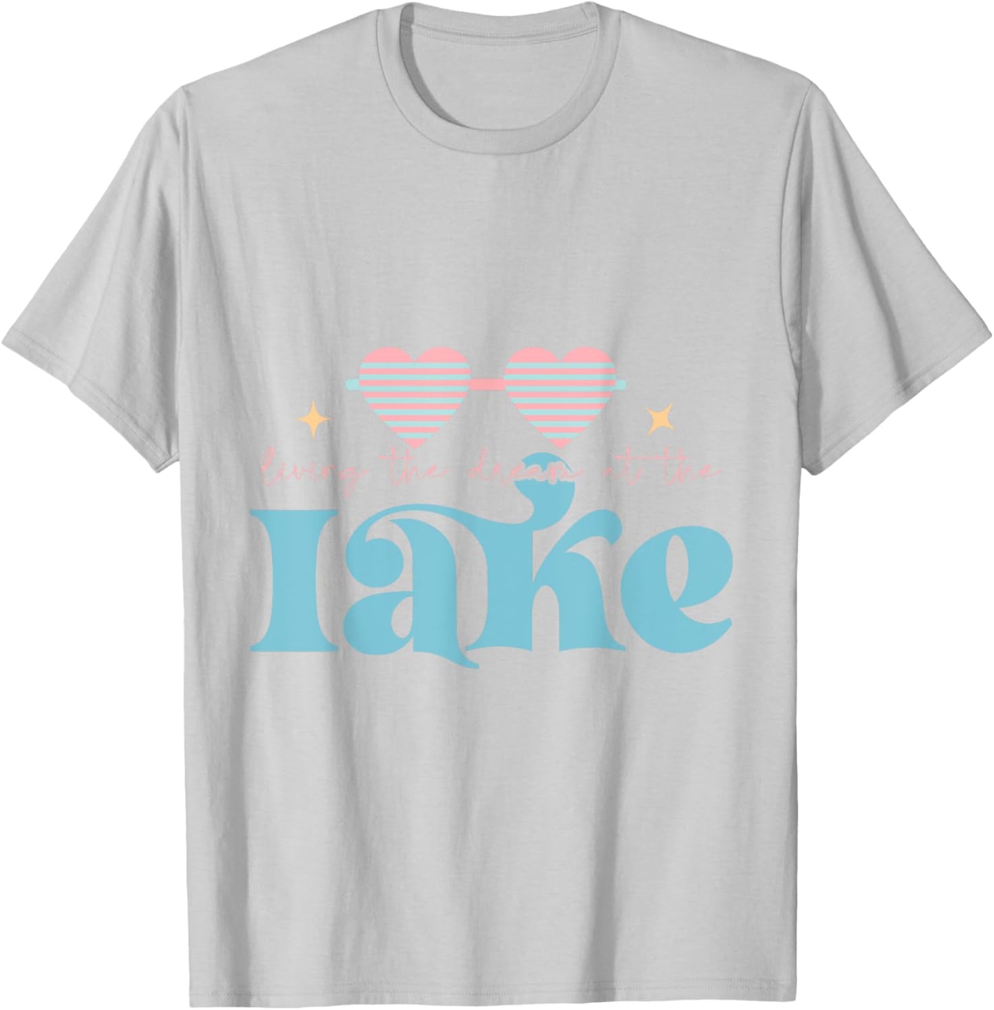 Living the Dream at the Lake Life Nature Summer Travel Men Women Kids T-Shirt - T-Shirt | Ash