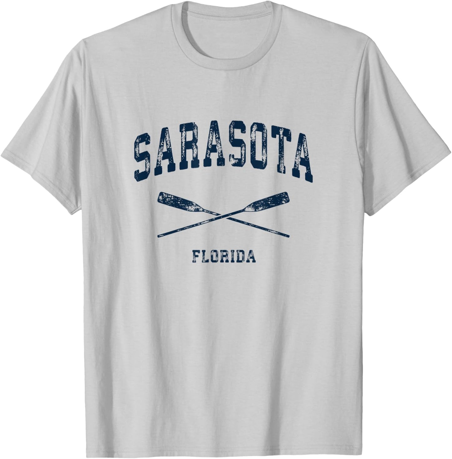 Sarasota Florida Vintage Nautical Crossed Oars Navy T-Shirt - T-Shirt | Ash
