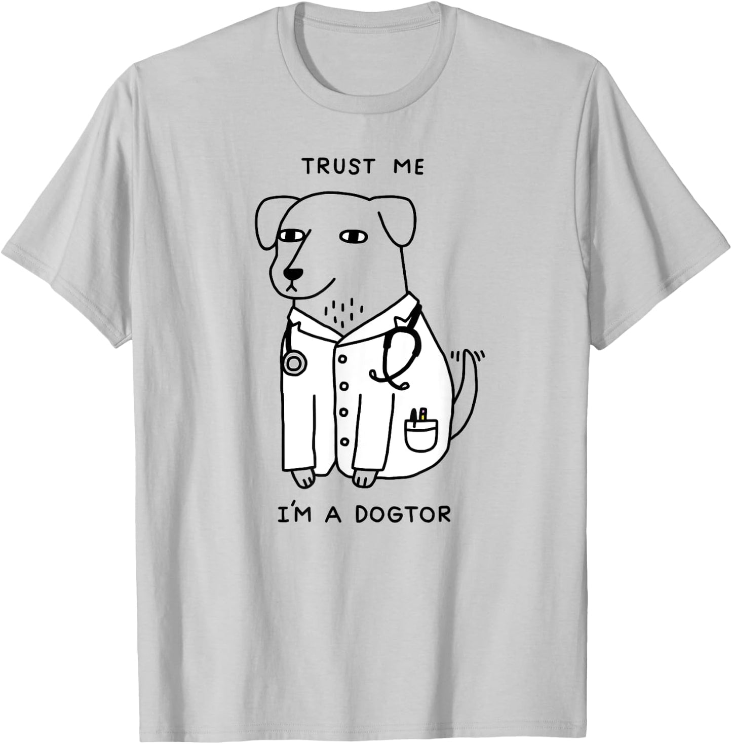 Obinsun -Adult Dog Lovers, Veterinarians Blue Cartoon Dog Doctor T-Shirt - T-Shirt | Ash