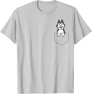 Siberian Husky in Bag Kids Husky in Bag T-Shirt - T-Shirt | Ash